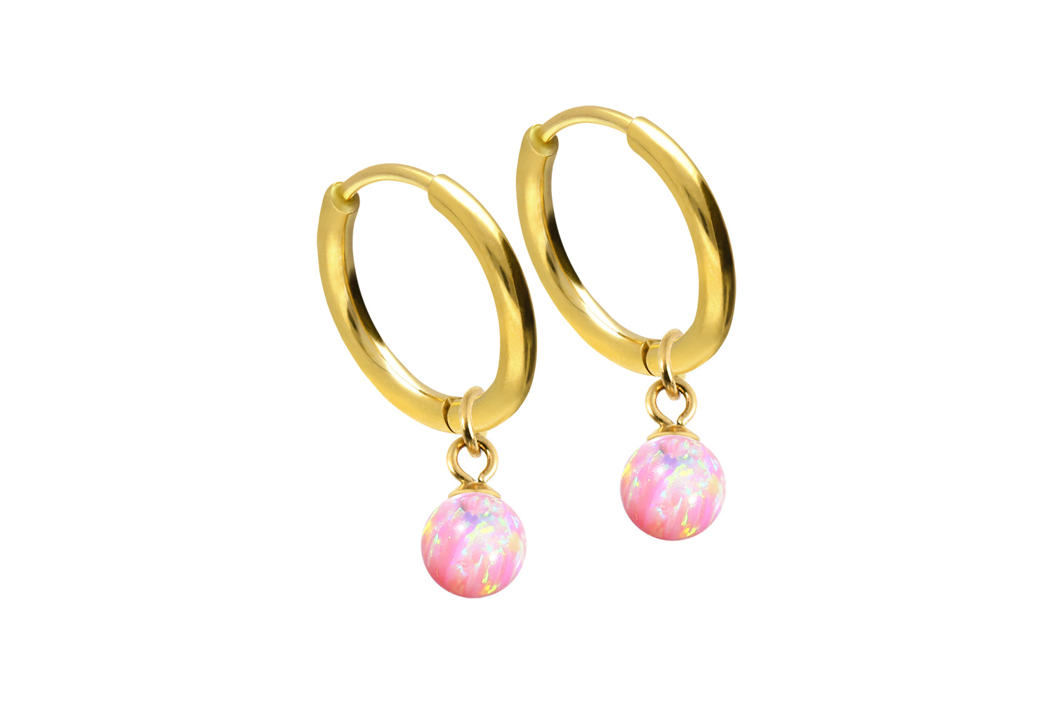 Chirurgenstahl Ohrclicker Creolen SYNTHETISCHER OPAL von Piercingline